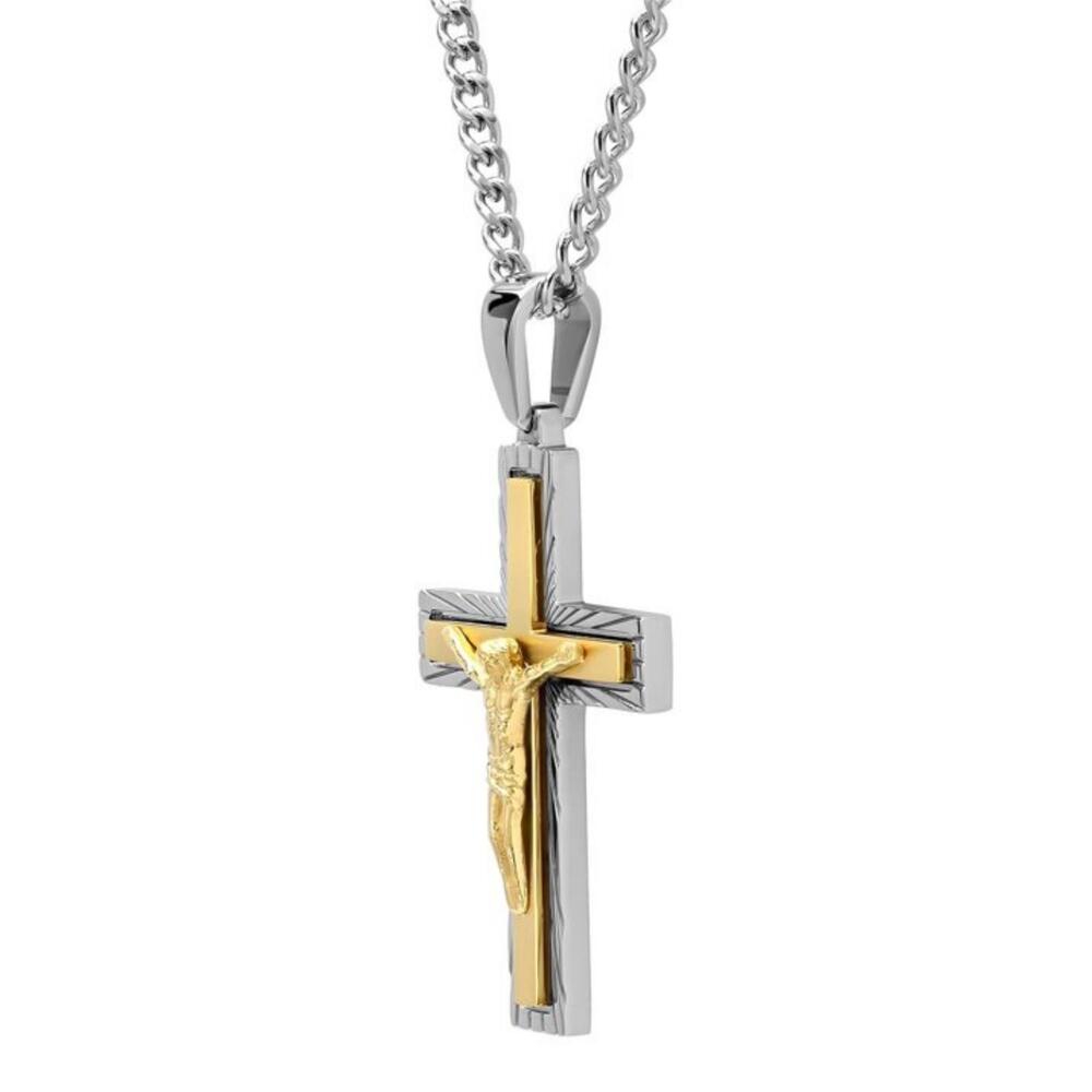 Crucifix Men's Stainless Steel Cross Pendant - Picture 2 of 3
